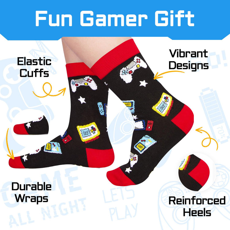 Gaming Socks Teen Boys Men - Video Game Gifts, Gamers Gift Ideas, Gaming Socks for 7-9 Years Kids