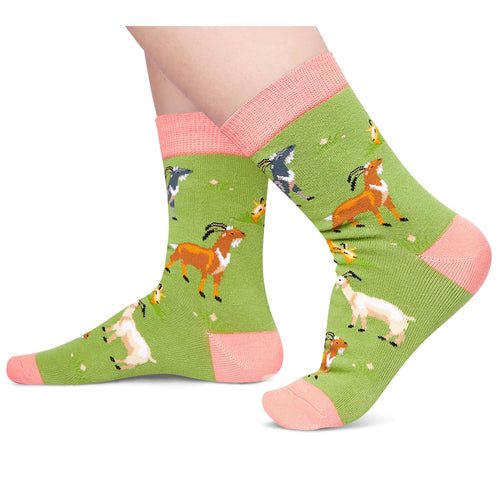 Zmart Funny Goat Gifts for Girls - Goat Socks for Goat Lovers Farm Animal Socks Goat Stuff Kid 10-12 Years