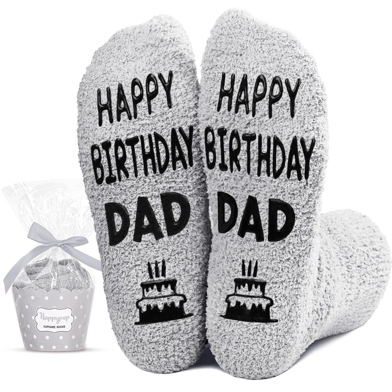 Cool Dad Birthday Gift Dad Father Papa Daddy Gifts from Daughter Son, Funny Dad Daddy Birthday Socks, Grey Fuzzy Cupcake Socks