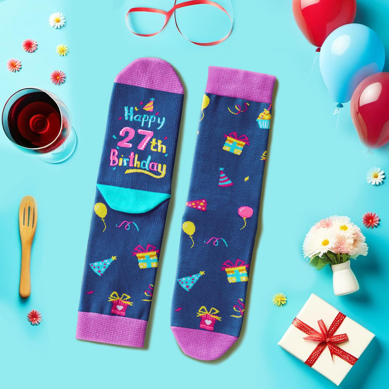 27th Birthday Gifts Ideas Socks - Gifts for 27 Year Old Woman Man, Best Gifts for 27 Year Old Male Female