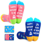 24th Birthday Gift Ideas Socks - Best Gifts for 24 Year Old Women Men Her Him, 24 Year Old Gifts for Female Male 2 Pack