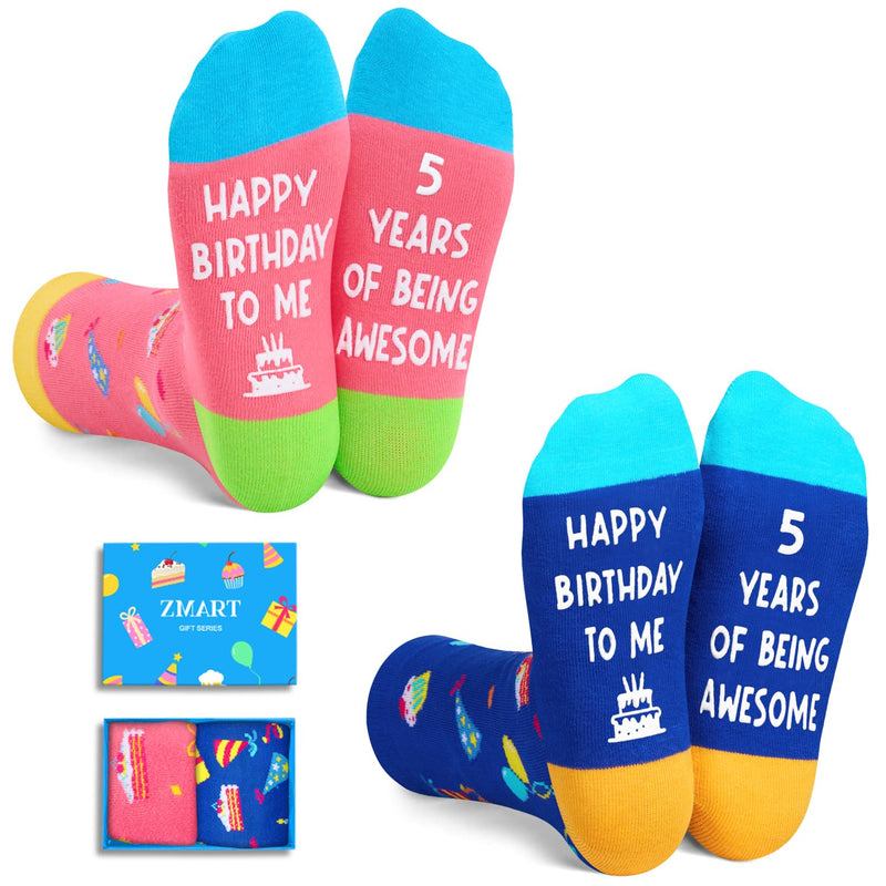 5th Birthday Gifts Ideas Socks - Gifts for Five Year Old Girls Boys, Toddler Socks 5t, Presents for 5 Year Olds 2 Pack