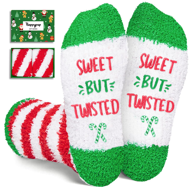 HAPPYPOP Candy Cane Socks Kids Boys Girls - Candy Cane Stockings Stuffers, Kids Christmas Gifts Xmas Socks 7-9 Years Old