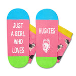 Funny Huskies Socks for Girls - Crazy Gifts Silly Fun Weird Gifts Huskies Gifts In Pink