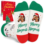 Christmas Gift Ideas for 2-3 Year old Kids - Green Christmas Stockings Secret Santa Socks Xmas Stocking Stuffers for Horse Lover