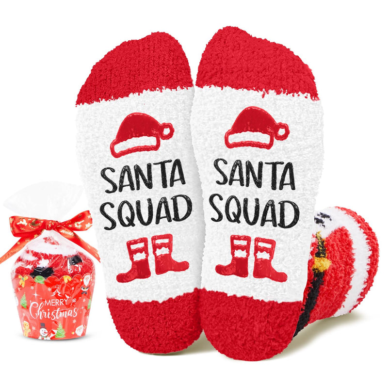 HAPPYPOP Christmas Gifts for Boys Girls - Secret Santa Socks Xmas Stocking Stuffers for Little Kids, Santa Gifts for 4-6 Years Kids White