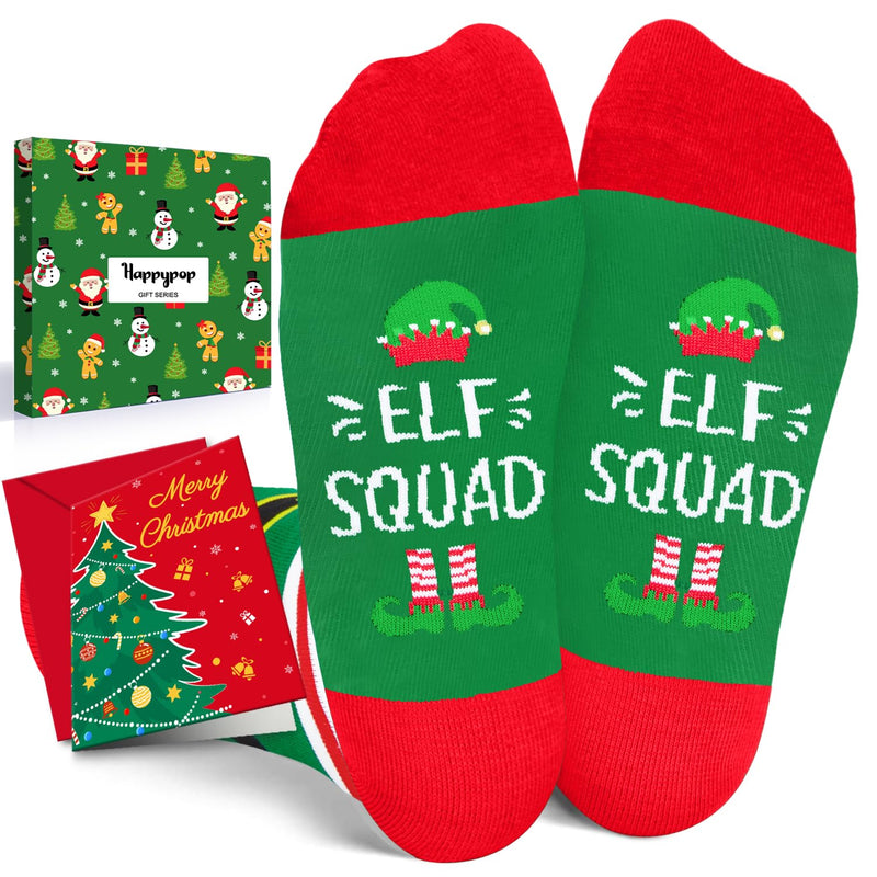 Christmas Gifts Stocking Socks For 10-12 Years Old Girls Boys - Secret Santa Socks Green Elf Socks for Kids, Xmas Stocking Stuffers