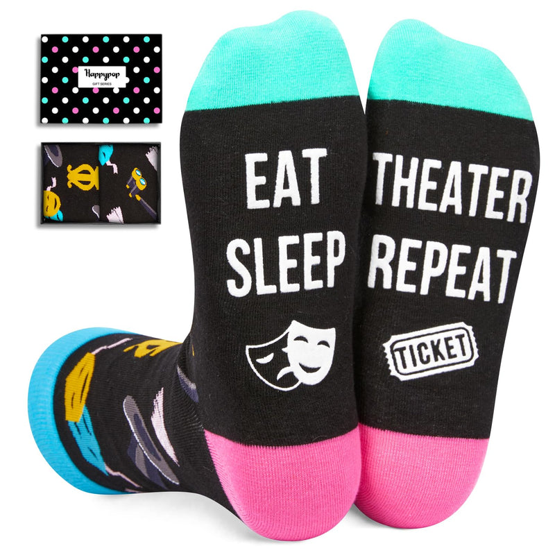 Theatre Gifts for Theater Lovers Women Men, Broadway Musical Gifts for Actors, Theater Socks Black