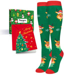 Christmas Gifts Stocking Socks for Women - Christmas Knee High Deer Socks Reindeer Stockings, Red and Green Socks for Teen Girls