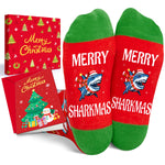 Christmas Gifts Stocking Socks for 10-12 Years Boys Girls - Secret Santa Socks Xmas Stocking Stuffers Greeting Card for Kids Red Shark Ocean Animal