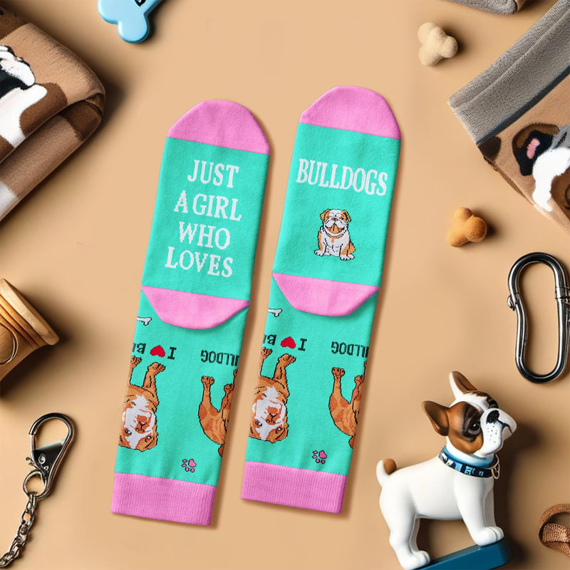 English Bulldog Gifts for Women - Pitbull gifts, Novelty English Bulldog Socks Crazy Silly Fun Socks