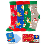 Christmas Gifts Stocking Socks for Mom Dad - Secret Santa Socks Xmas Stocking Stuffers for Teen Boys Girls, Christmas Stocking 4 Pack