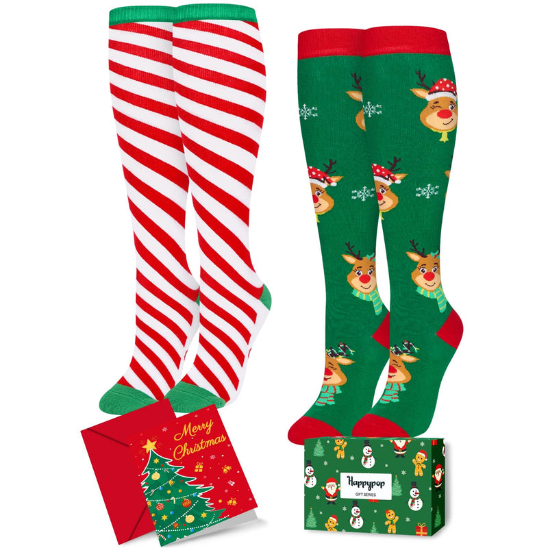 Christmas Gifts Stocking Socks for Kids - Christmas Knee High Twisted Secret Santa Socks for Girls