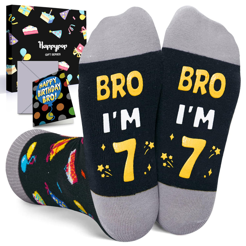 7th Birthday Gifts Ideas for Boys - Socks for Kids Age 7, Gifts for Seven Year Olds, Presents for 7 Year Old Boys, Happy Birthday Gift Box with Greeting Card