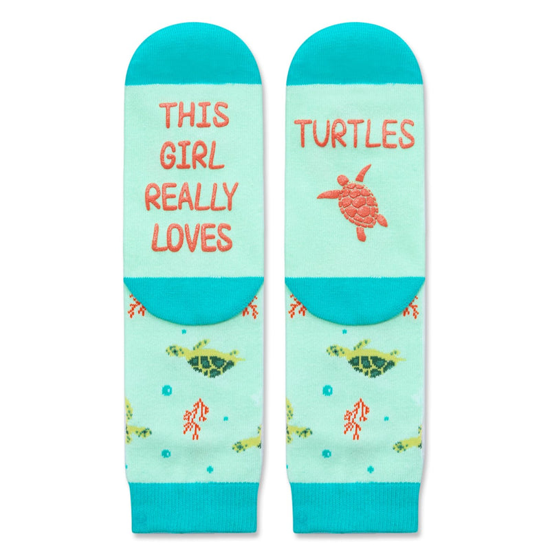 HAPPYPOP Turtle Tortoise Gifts for Teen Girls - Ocean Animal Lover Gifts for Adult, Turtle Socks Kids 4-6 Years