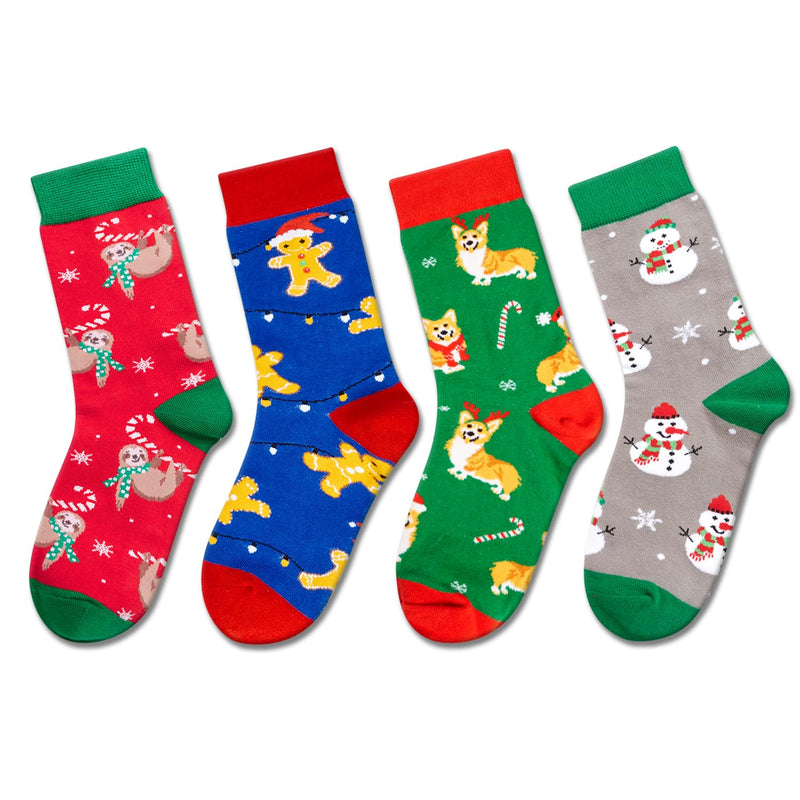 Christmas Gifts Stocking Socks for Mom Dad - Secret Santa Socks Xmas Stocking Stuffers for Teen Boys Girls, Christmas Stocking 4 Pack