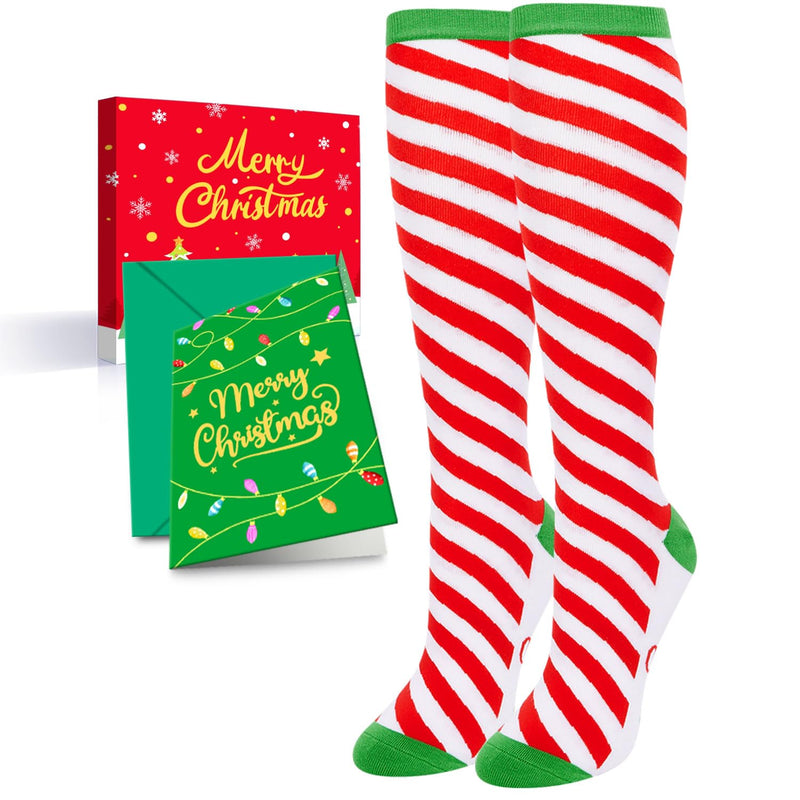 Candy Cane Socks Kids Christmas Socks - Boys Girls Socks 7-9 Years