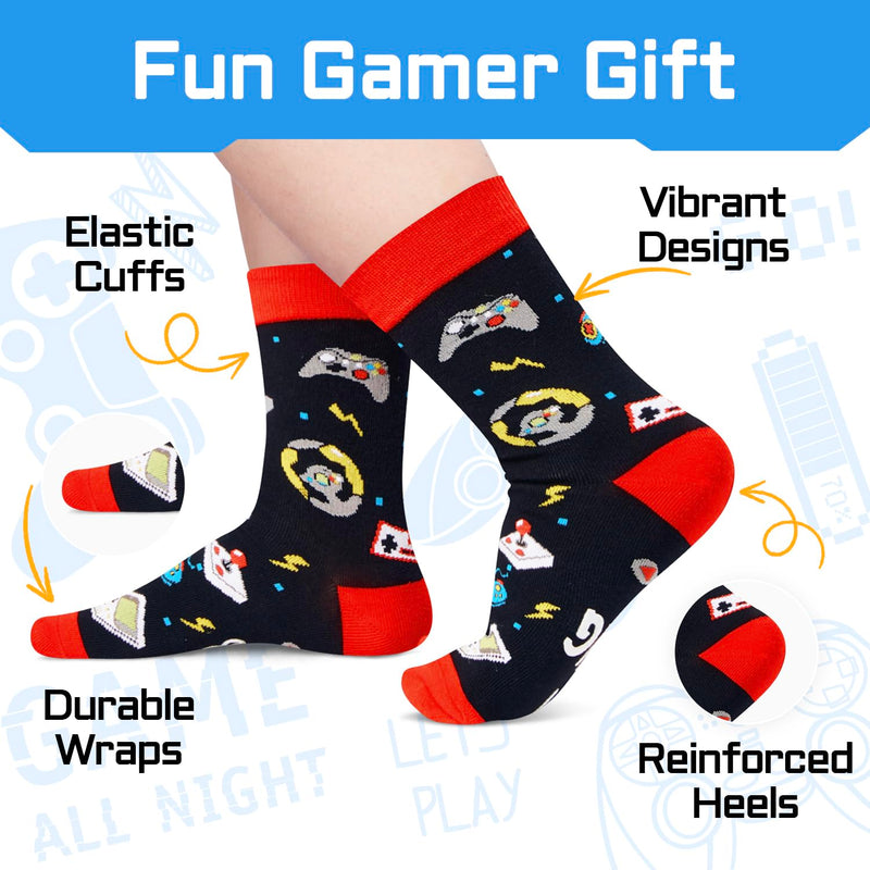 Gamer Gifts Teen Boys Men - Video Game Gifts, Gaming Socks Ideas, Gaming Socks for Adult, Kids 7-9 Years