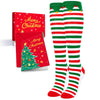 Christmas Gifts Stocking Socks for Girls - Christmas Striped Knee High Elf Socks for 4-6 Years