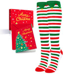 Christmas Gifts Stocking Socks for Girls - Christmas Striped Knee High Elf Socks for 10-12 Years