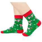 Christmas Gifts for Kids - Red and Green Christmas Stockings Secret Santa Socks Xmas Stocking Stuffers for Cow Lovers Cow Gifts