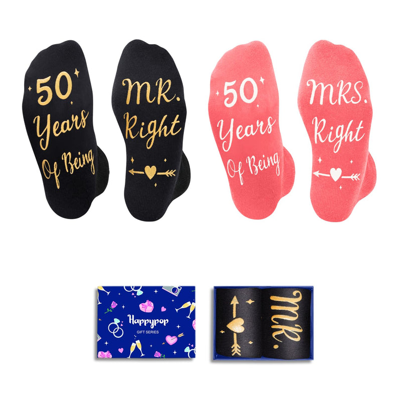 HAPPYPOP 50Th Wedding Anniversary Socks - Anniversary Socks For Him Her Couple, 50Th Anniversary Socks For Husband Wife, Cool Gifts Socks For Couples