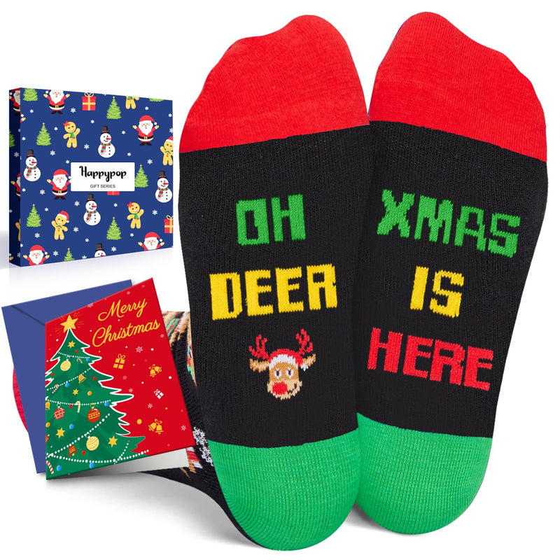 Christmas Gifts Stocking Socks for 2-3 Year Old Kids - Reindeer Deer Socks for Boy Girl, Christmas Stocking Stuffers