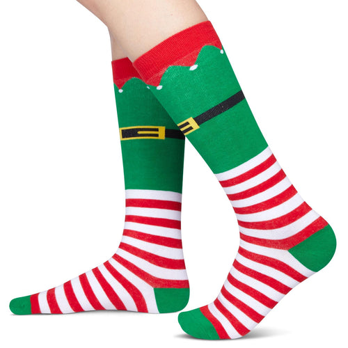 Christmas Gifts Stocking Socks For Boys Girls - Kids Knee High Christmas Socks Elf Socks