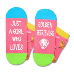 Funny Golden Retrievers Socks for Girls - Crazy Gifts Silly Fun Weird Gifts In Pink