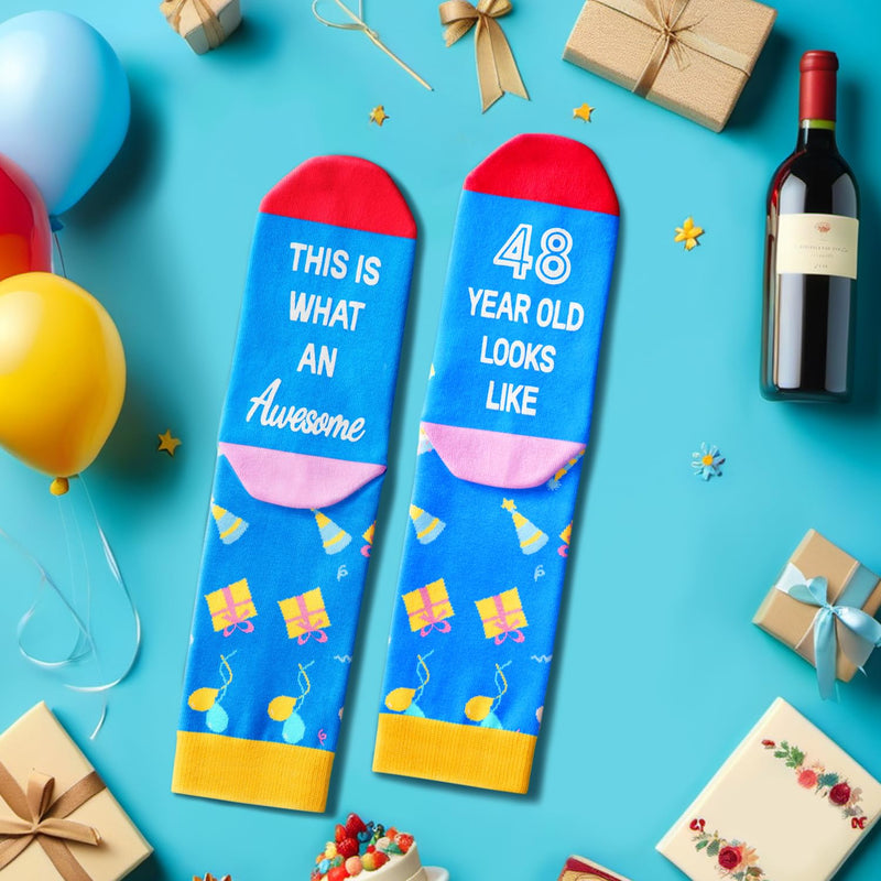 48th Birthday Gift Ideas Socks - 48 Year Old Birthday Gifts for Old Aged Men Women, 48th Birthday Gifts for Him Her