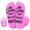 HAPPYPOP March Queen's Pride Pink Socks - Celebrating March Birthdays Socks, Unique Birthday Gift Mar