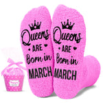 HAPPYPOP March Queen's Pride Pink Socks - Celebrating March Birthdays Socks, Unique Birthday Gift Mar