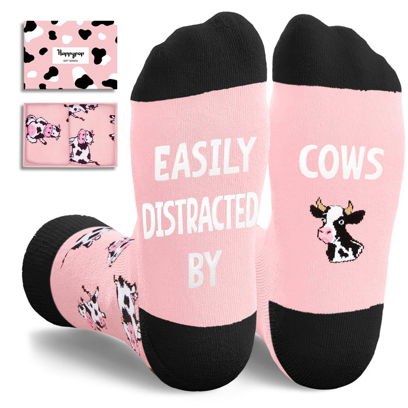 HAPPYPOP Funny Cow Socks Men Women Teens - Cow Print Stuff Novelty Cow Gifts Cow Themed Gifts for Cow Lovers Cow Stocking