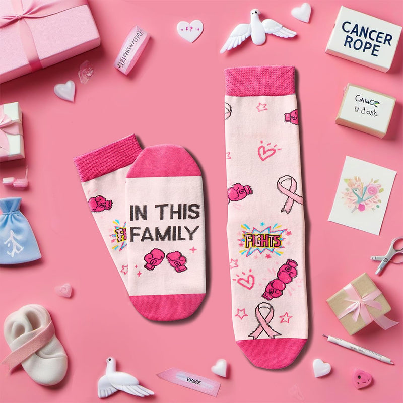 HAPPYPOP Breast Cancer Gifts For Women - Breast Cancer Awareness Socks Inspirational Socks Survivor Socks