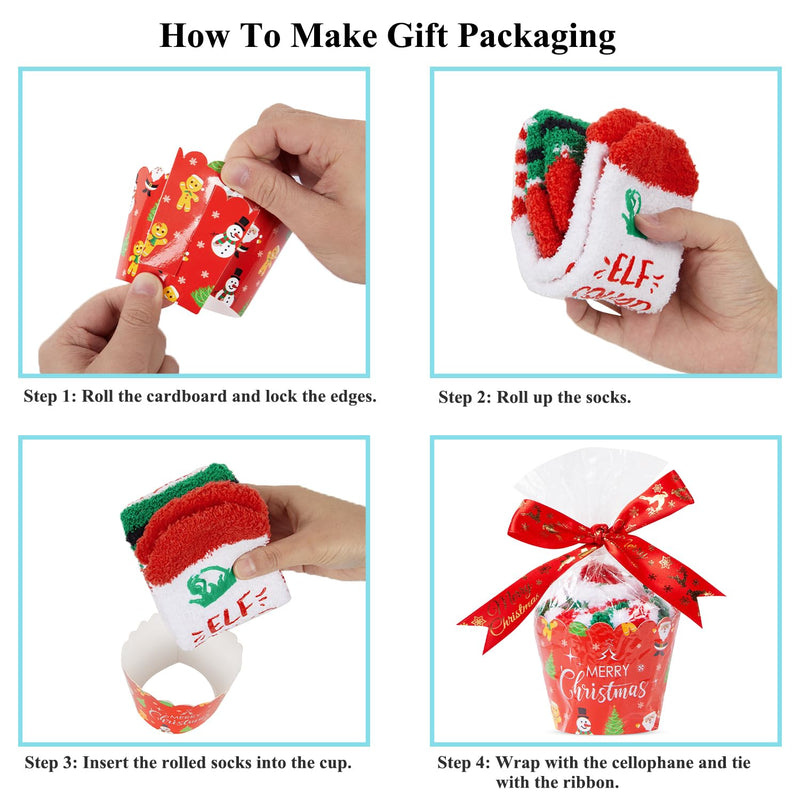 HAPPYPOP Christmas Gifts Stocking Socks for 4-6 Years Old Kids - Secret Santa Elf Socks Xmas Cupcake Socks for Boys Girls