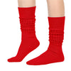 Slouch Socks for Women Girls - Scrunch Socks for Women Pack, Long High Tube High Socks White Red 2 Pairs