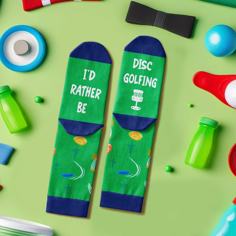 Gifts For Disc Golf Players - Disc Golf Gifts For Men Women, Frisbee Golf Disk Golf Gifts, Disc Golf Socks For Men Women Id Rather Be Socks