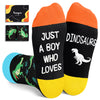 HAPPYPOP Crazy Dino Socks Dinosaur Gifts for Boys - Dinosaur Socks for Kids Novelty Funny Kids Socks 7-10 Years