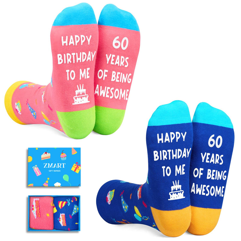 60th Birthday Gift Ideas Socks - Best Gifts for 60 Year Old Women Men Her Him, 60 Year Old Gifts for Female Male 2 Pack