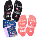 HAPPYPOP 11 Year Old Birthday Gifts Socks Ideas - Gifts for Eleven Year Olds in Gift Box, Presents for 11 Year Old Tween Girls Boys 2 Pack with Greeting Card