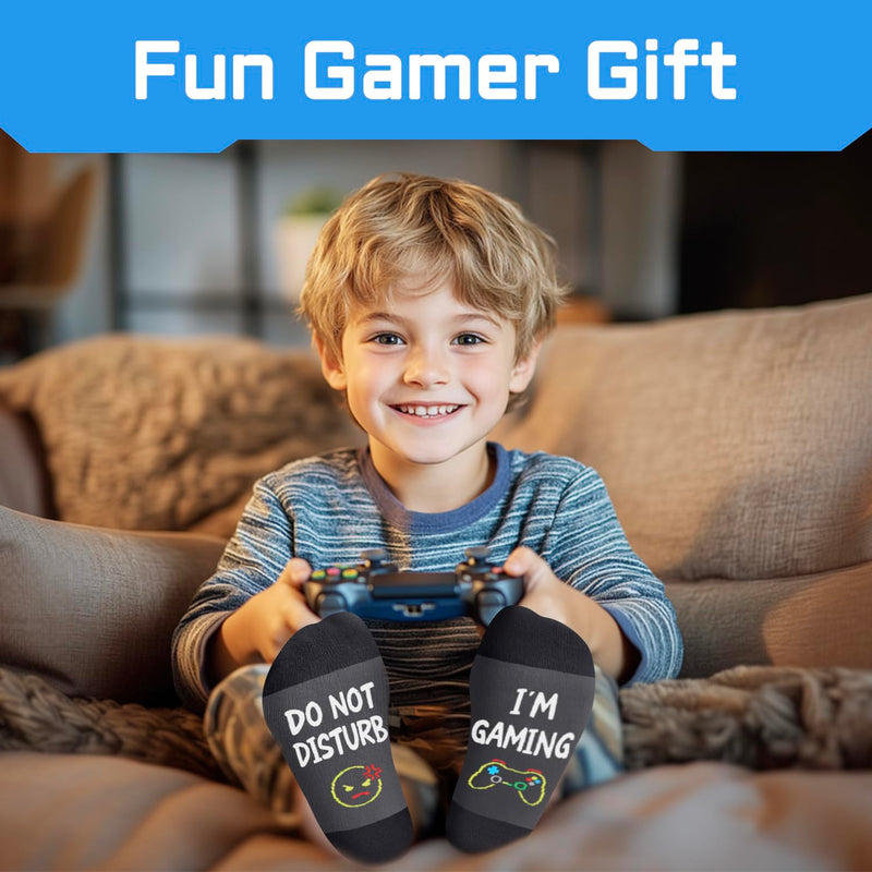 Gamer Gifts with Greeting Card for Teens Boys - Video Game Gifts, Gaming Socks for Adult, Kids 7-9 Years