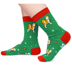 Green Christmas Dog Gifts Dog Lover Socks - Kids Socks 7-9 Years Old, Dog Stockings Doggie Gifts