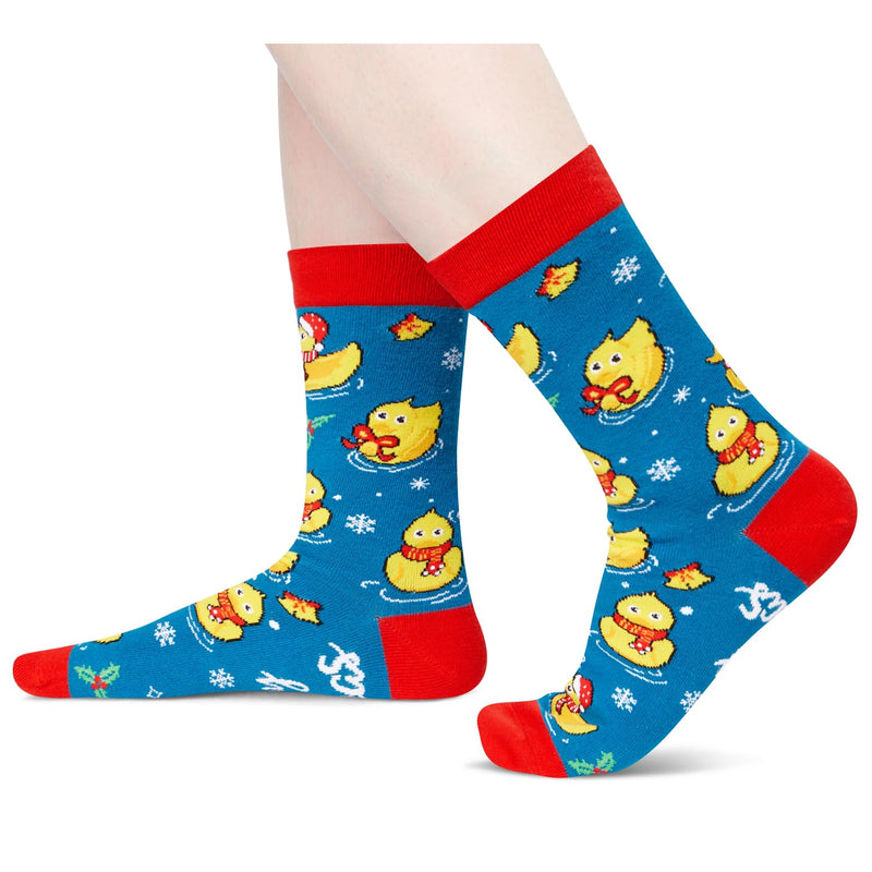 Christmas Gifts Stocking Socks for Men Women - Duck Socks Xmas Stocking Stuffers for Teens, Santa Socks for Christmas