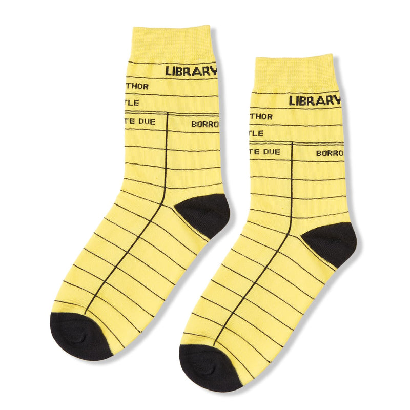 HAPPYPOP Funny Socks for Women - Library Card Socks Book Socks, Book Lover Gifts for Teen Girls Boys, Book Gifts for Men