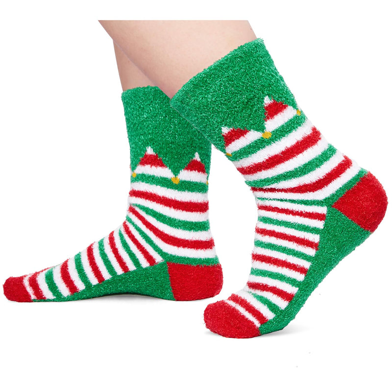 HAPPYPOP Christmas Socks for Boys Girls - Secret Santa Xmas Gifts, Elf Stocking for Kids with Greeting Card 4-6 Years