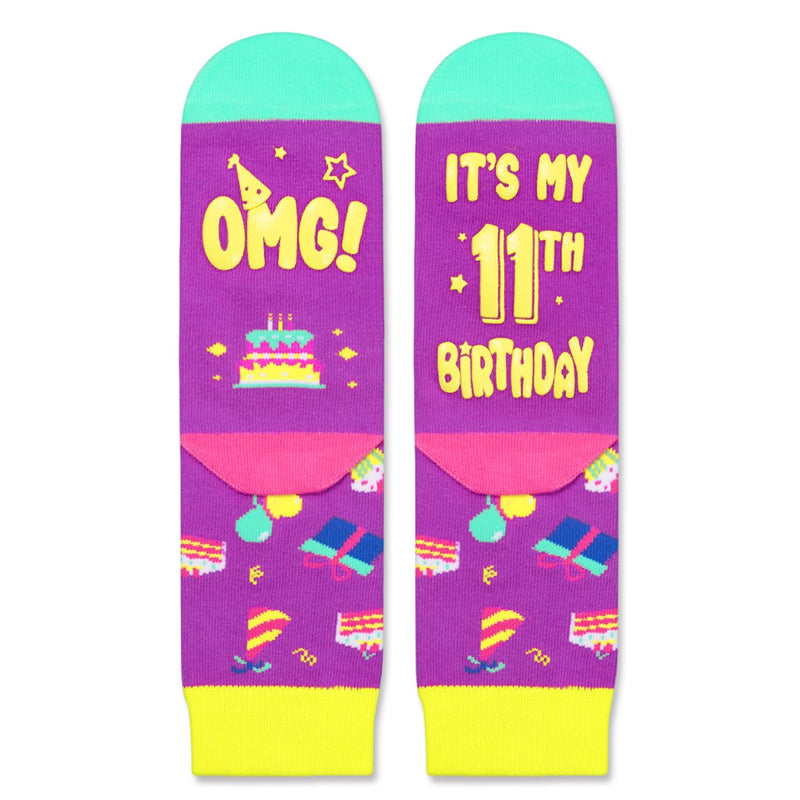 11th Birthday Gifts Ideas for Girls - Socks for Kids Age 11 with Greeting Card, Presents for 11 Year Old in Gift Box, Eleven Year Old Gifts for Tween Girls Boys