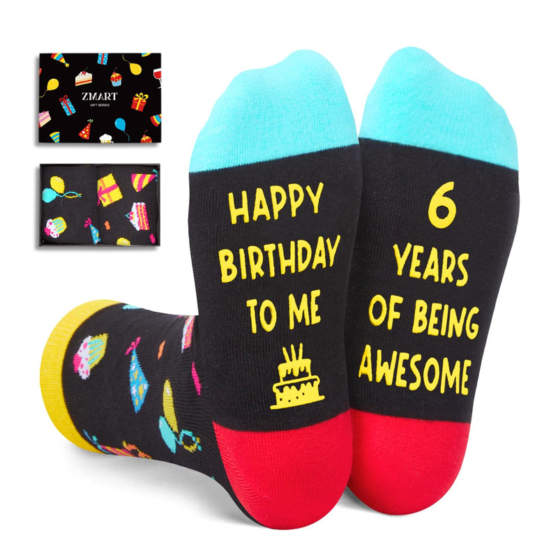 6th Birthday Gift Ideas Socks - Presents for 6 Year Old Girls Boys, 6t Socks for Kids, Six Year Old Gifts