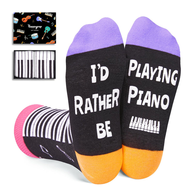 HAPPYPOP Music Gifts for Kids - Funny Piano Gifts for Adult, Cool Music Socks 10-12 Years