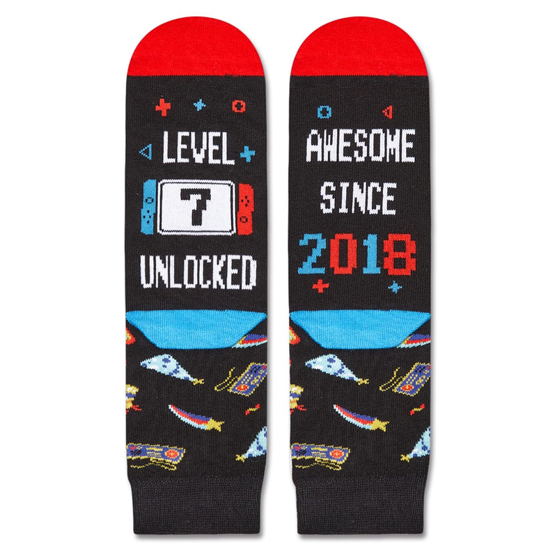 HAPPYPOP 7 Year Old Birthday Gifts Socks Ideas - 2018 Birthday Gifts for Seven Year Olds, Presents for 7 Year Old Boys Girls in Gift Box with Greeting Card