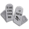 Funny Socks for Women, Fuzzy Grey Socks Bird Watching Gifts Animal Gifts, Funny Bird Socks Women Animal Socks